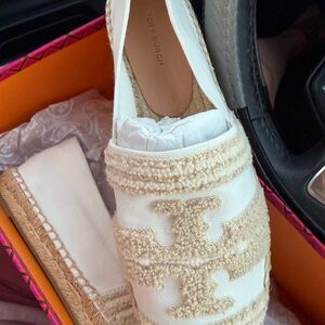 Tory Burch Tan and Cream Espadrilles